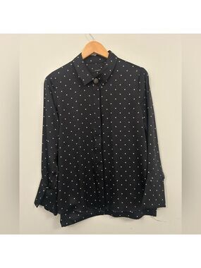 Autograph Button Up Black Polka Dot Women’s Blouse